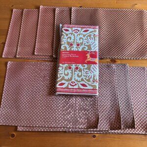 NWT World Market Christmas Waltz Scandinavian Table Runner & Ten Placemats